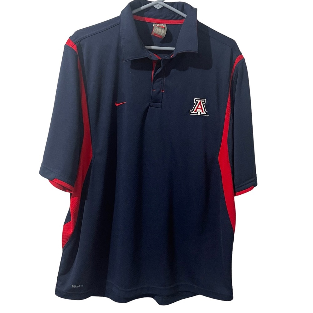 Arizona Wildcats Shirt Men Large Blue Polo Nike Dri-Fit NCAA Athletic Casual Tee